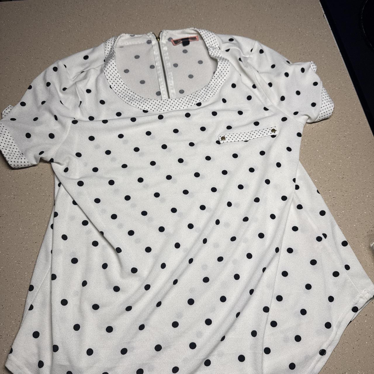 White with black polka dot blouse #polkadot