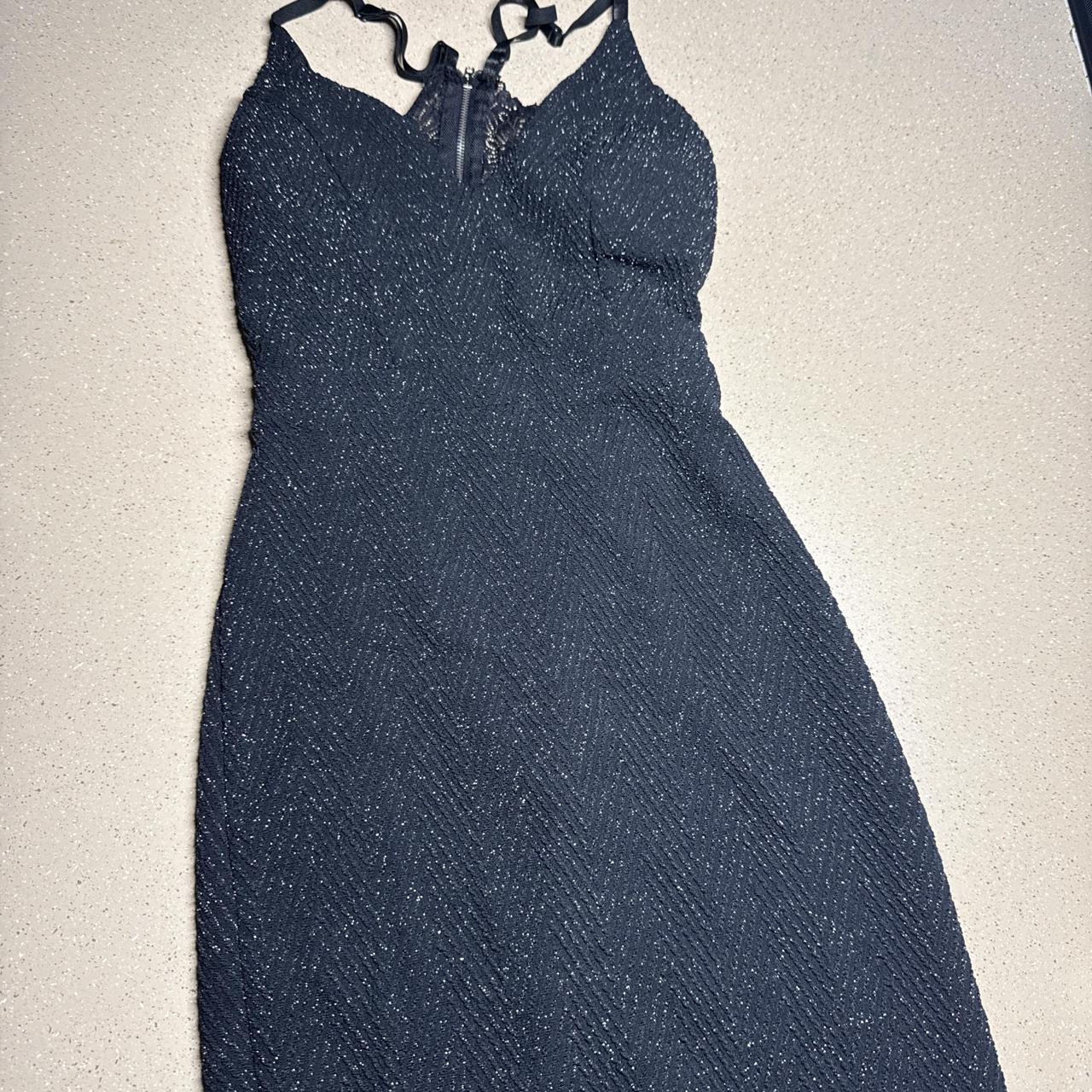 Planet Gold black sparkly mini dress with glittery...