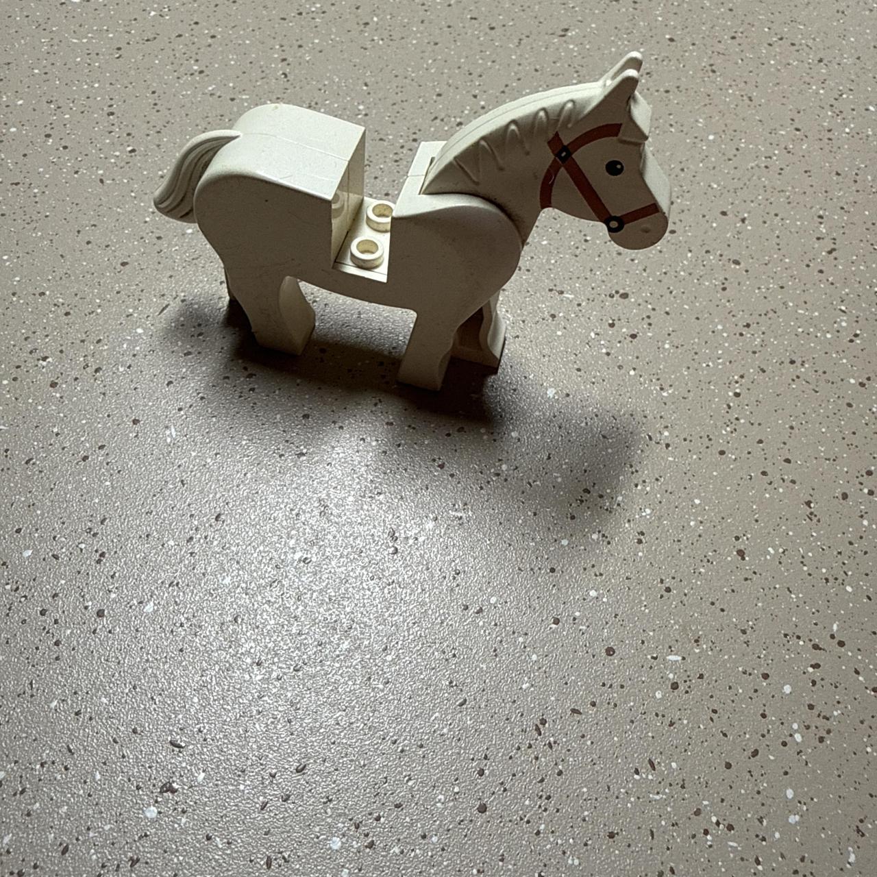 White Lego horse with red bridle #wooden #horse