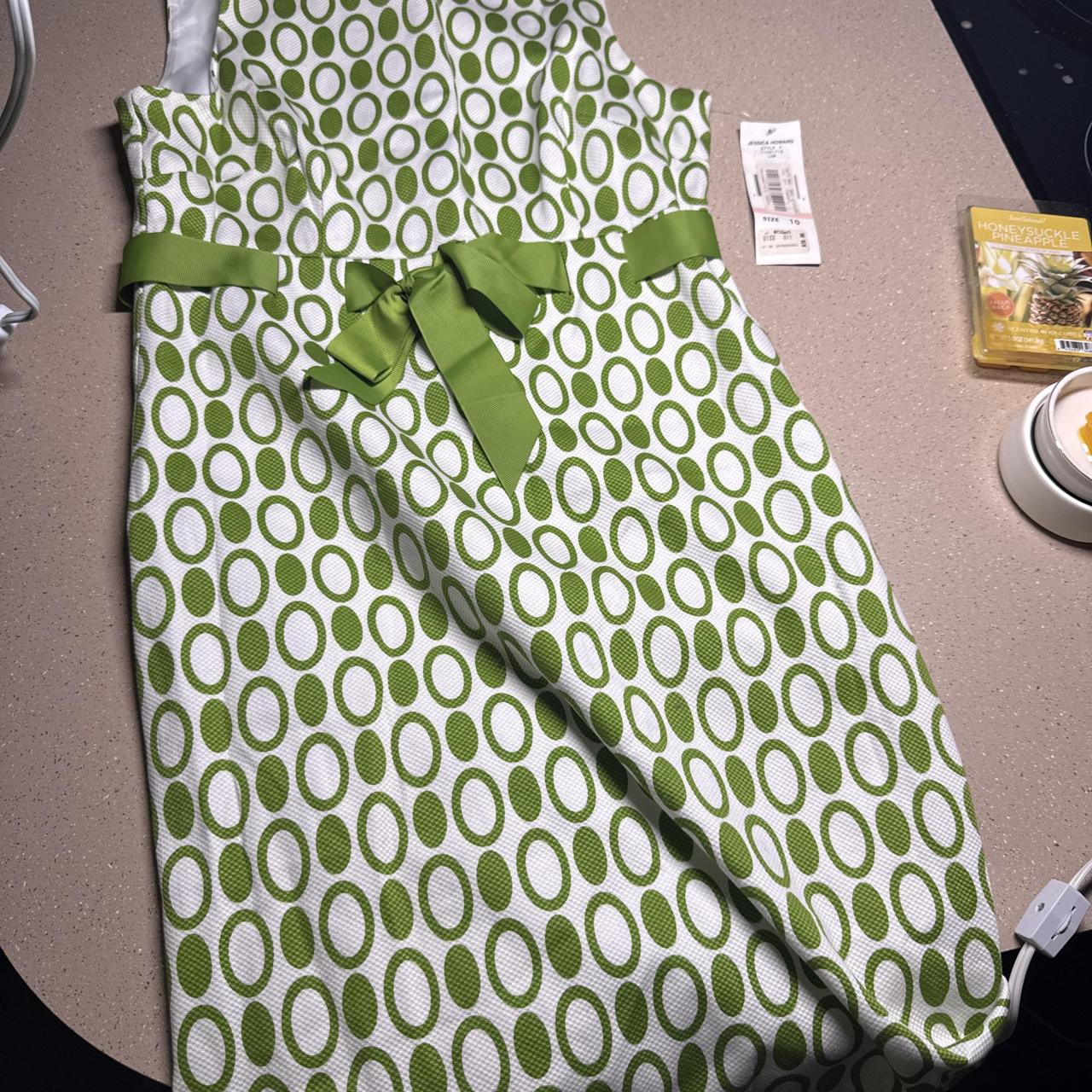 Jessica Howard green and white polka dot dress with...
