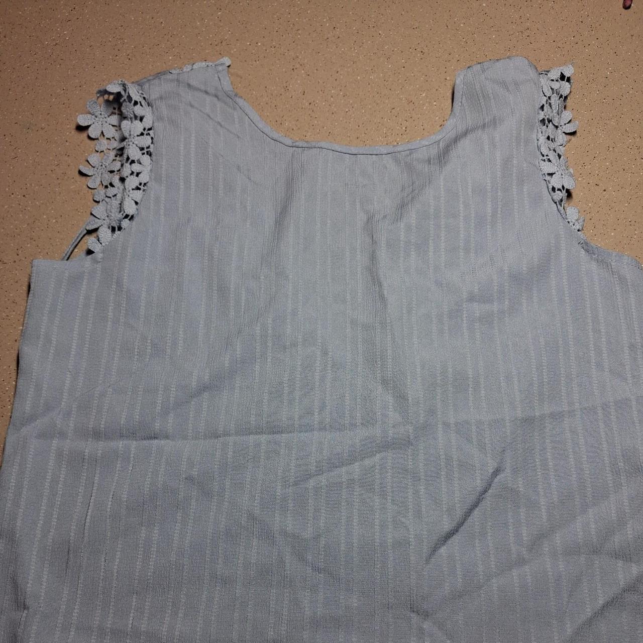 Blue &amp; white striped crop top with lace trim...
