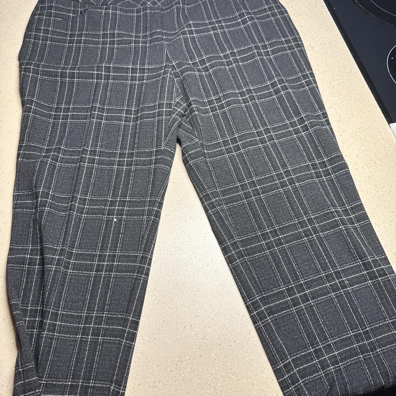 Gray and white plaid polyester, rayon &amp; spandex...