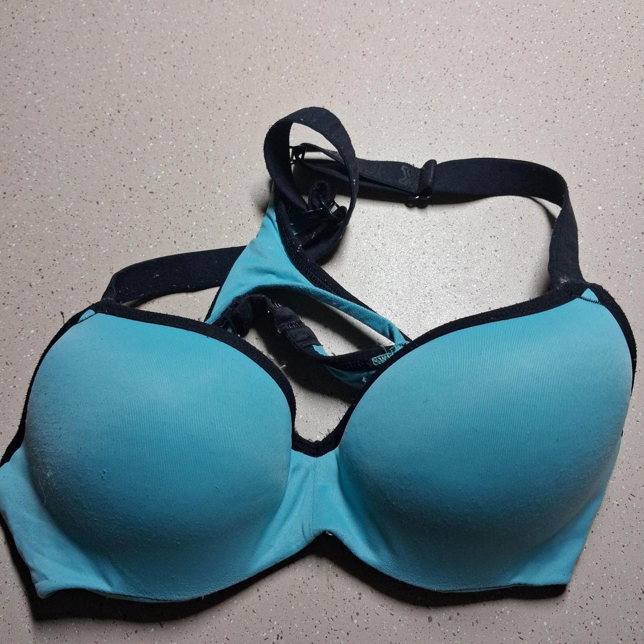 Blue &amp; black halter bra with padding #halter #lingerie
