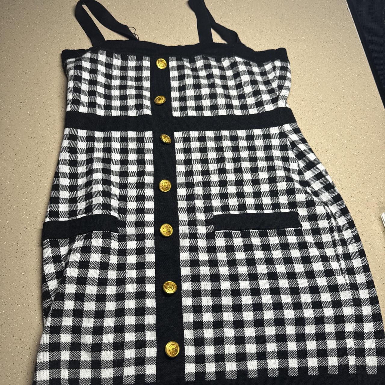 Secret Sho black and white gingham mini dress with...