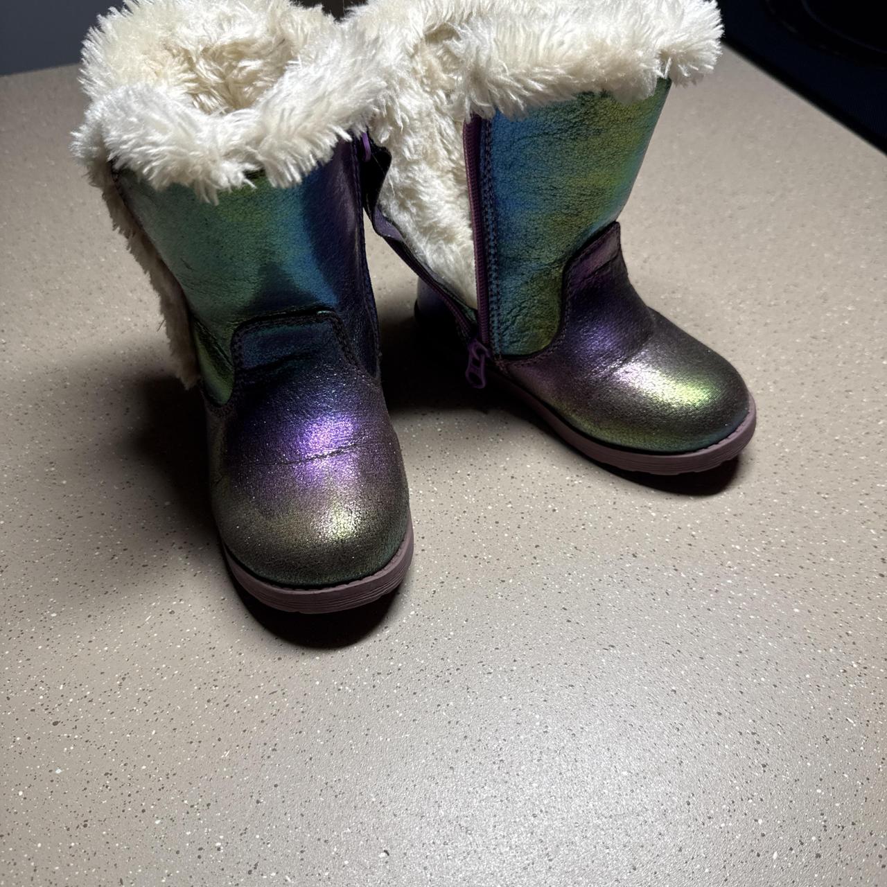 Cat &amp; Jack kids boots with iridescent purple, green,...