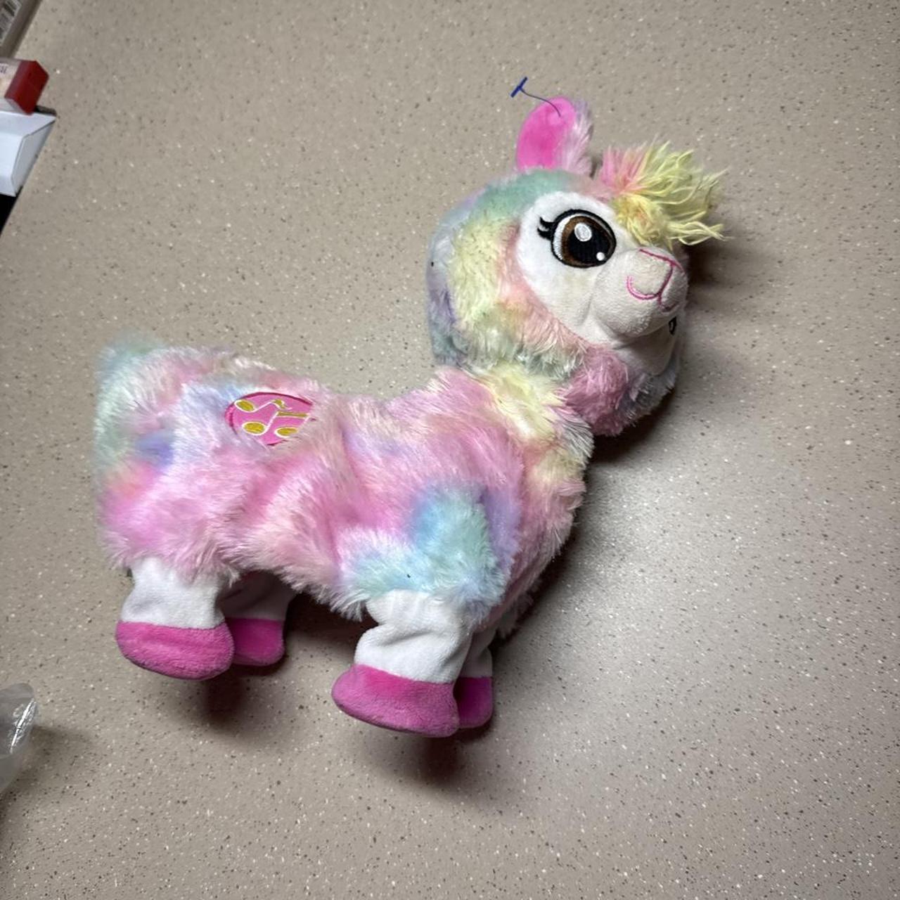 Singing and dancing Rainbow tie-dye plush llama with...