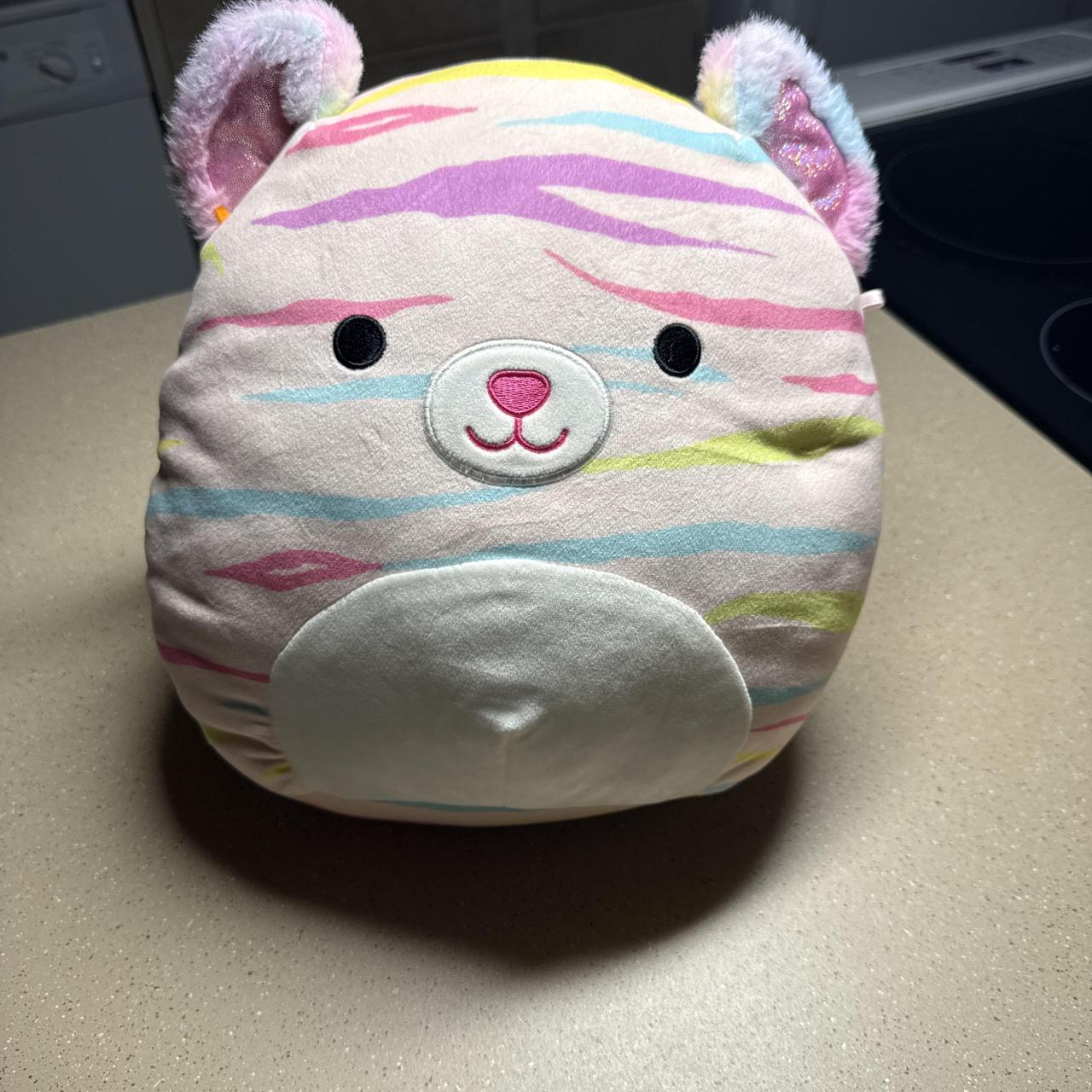 Squishmallow rainbow striped cat plush toy with...
