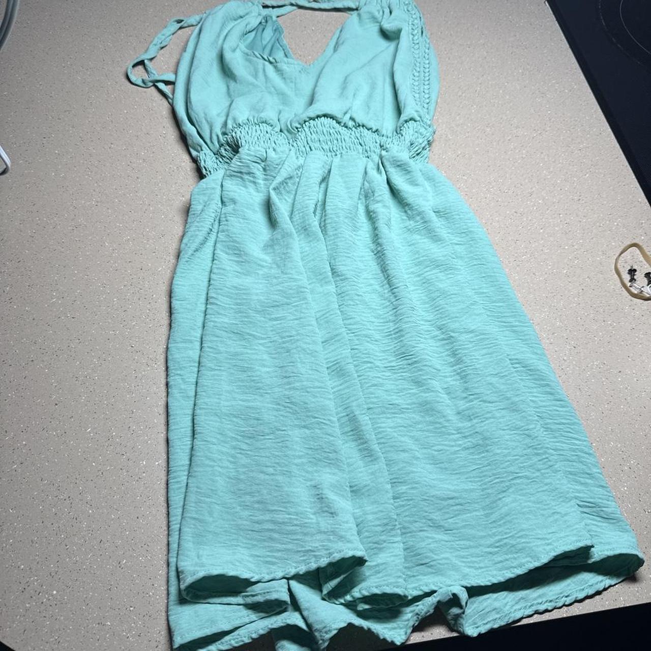 Teal mini dress with tie back #summerdress #beachwear