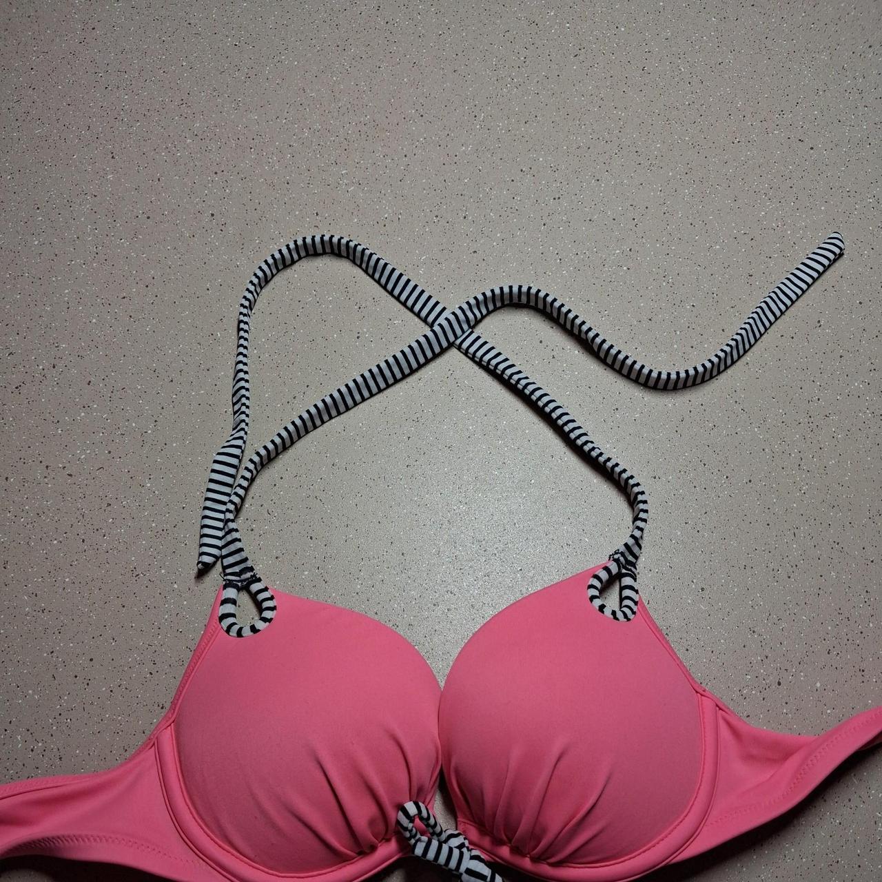 Victoria's Secret pink bikini top with black/white...