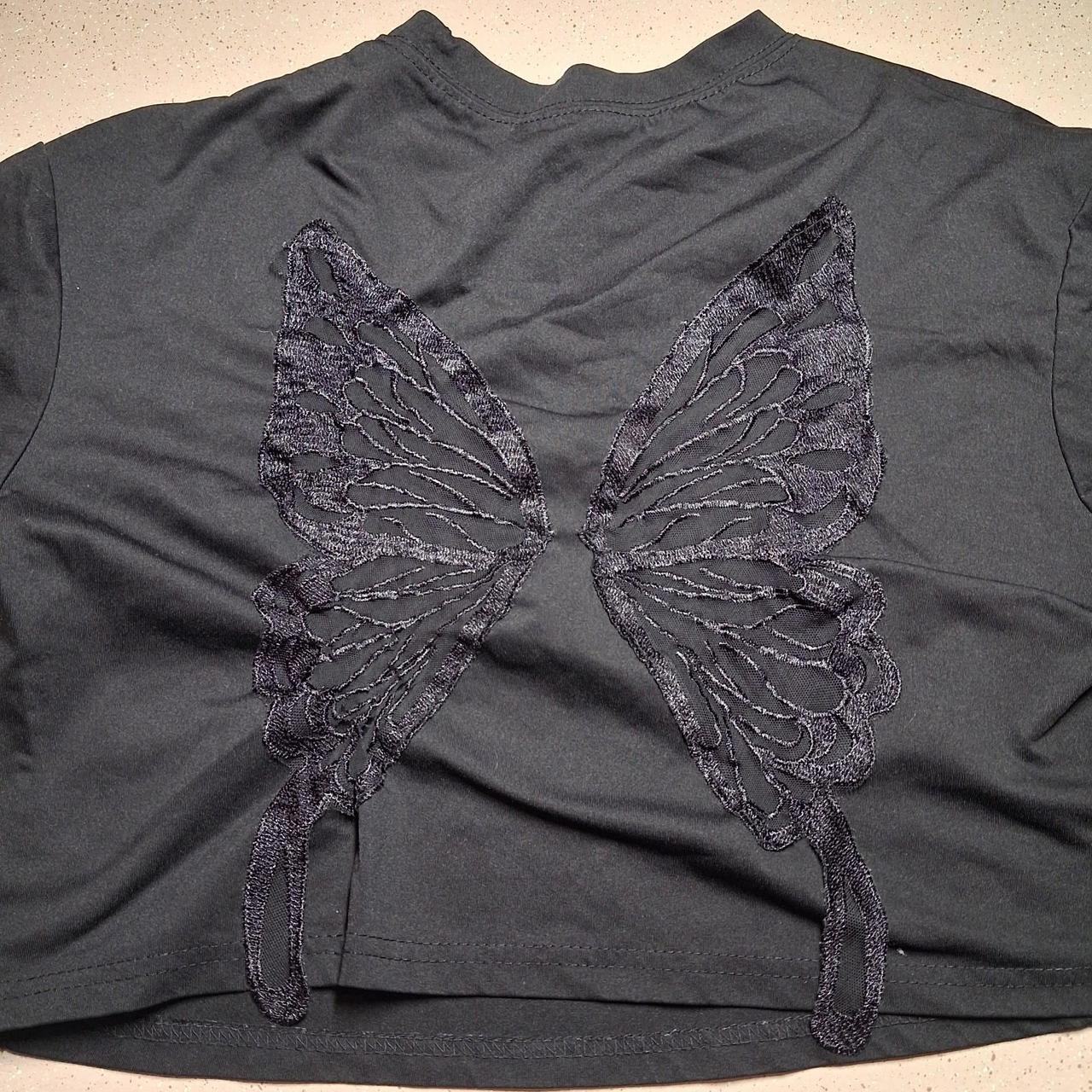 Romwe crop top, butterfly mesh/cut out in the back....