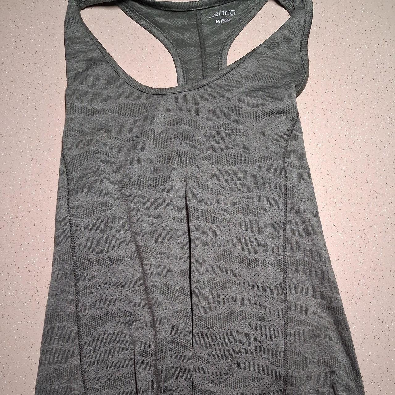 BCG gray heathered tank top with subtle textured...